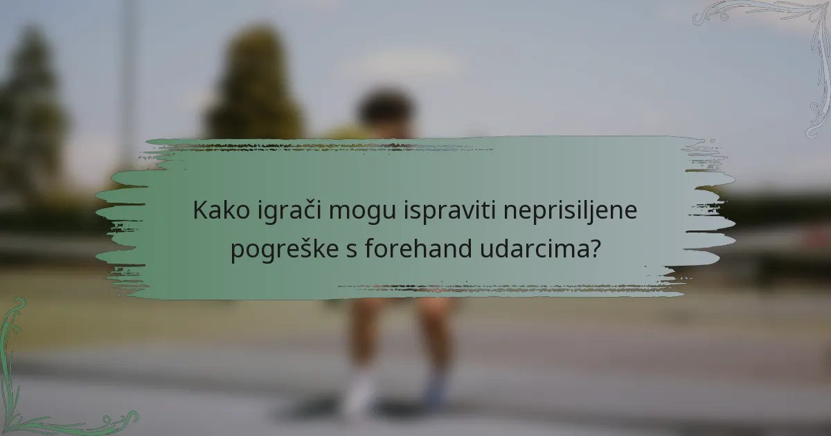 Kako igrači mogu ispraviti neprisiljene pogreške s forehand udarcima?