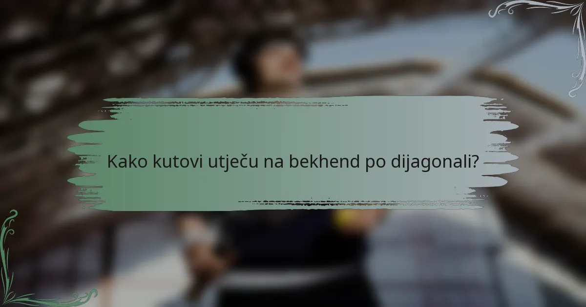 Kako kutovi utječu na bekhend po dijagonali?