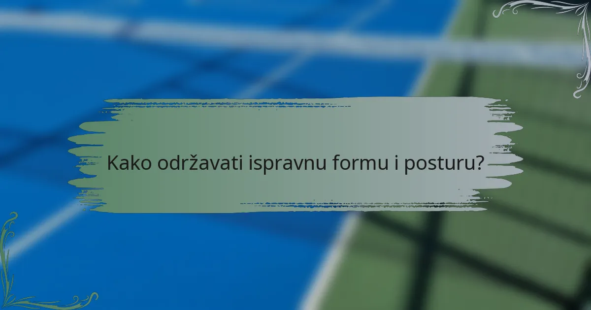 Kako održavati ispravnu formu i posturu?